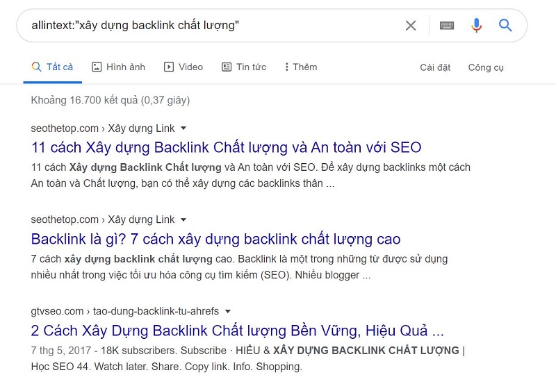 allintext xay dung backlink chat luong