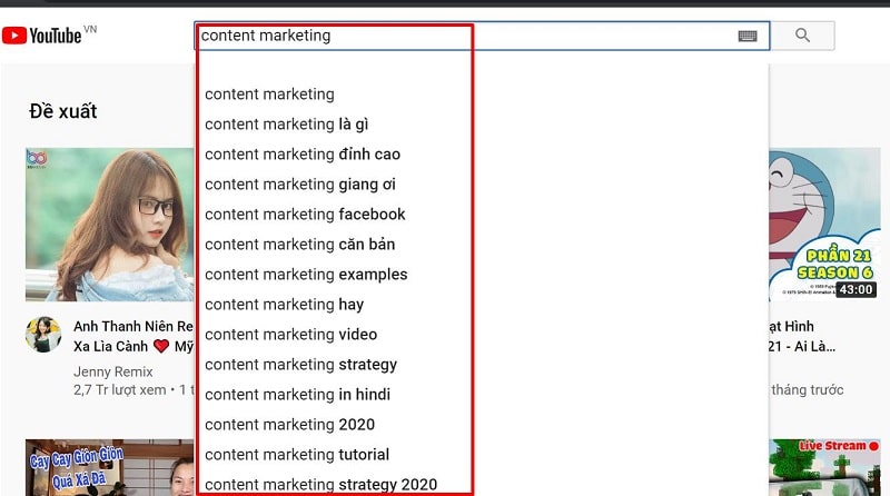 suggest content marketing youtube